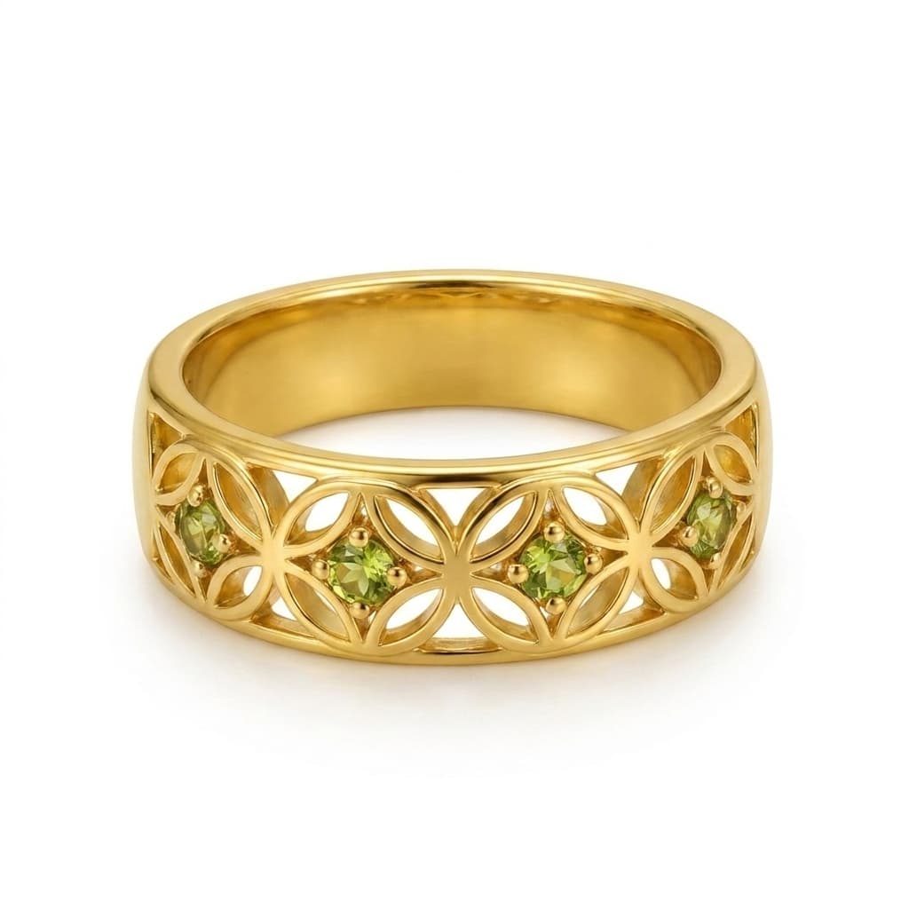 Gold Peridot Openwork Band Ring