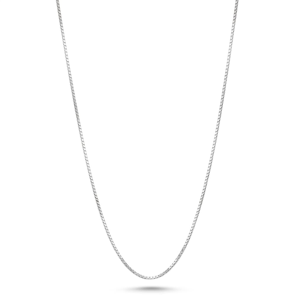 18K White Gold Box Chain Necklace