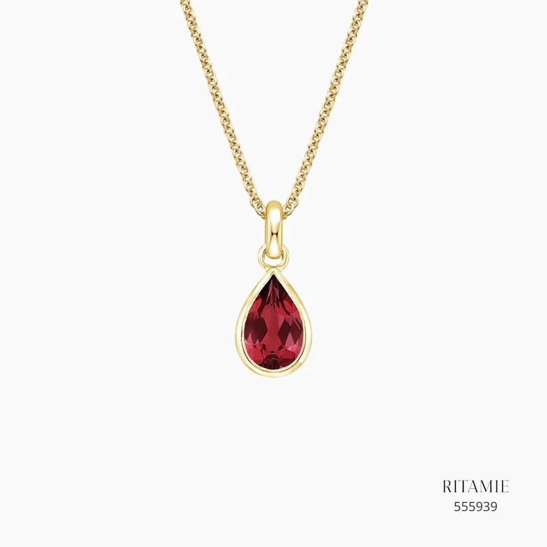 Teardrop Lab Ruby Pendant in 14K Yellow Gold 555939