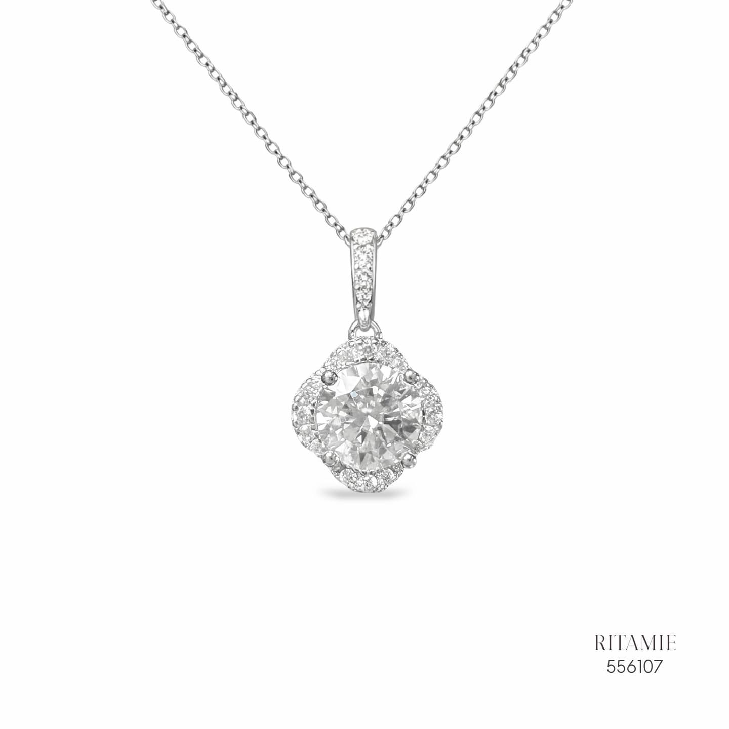 The Floral Majesty Silver Moissanite Necklace 556107