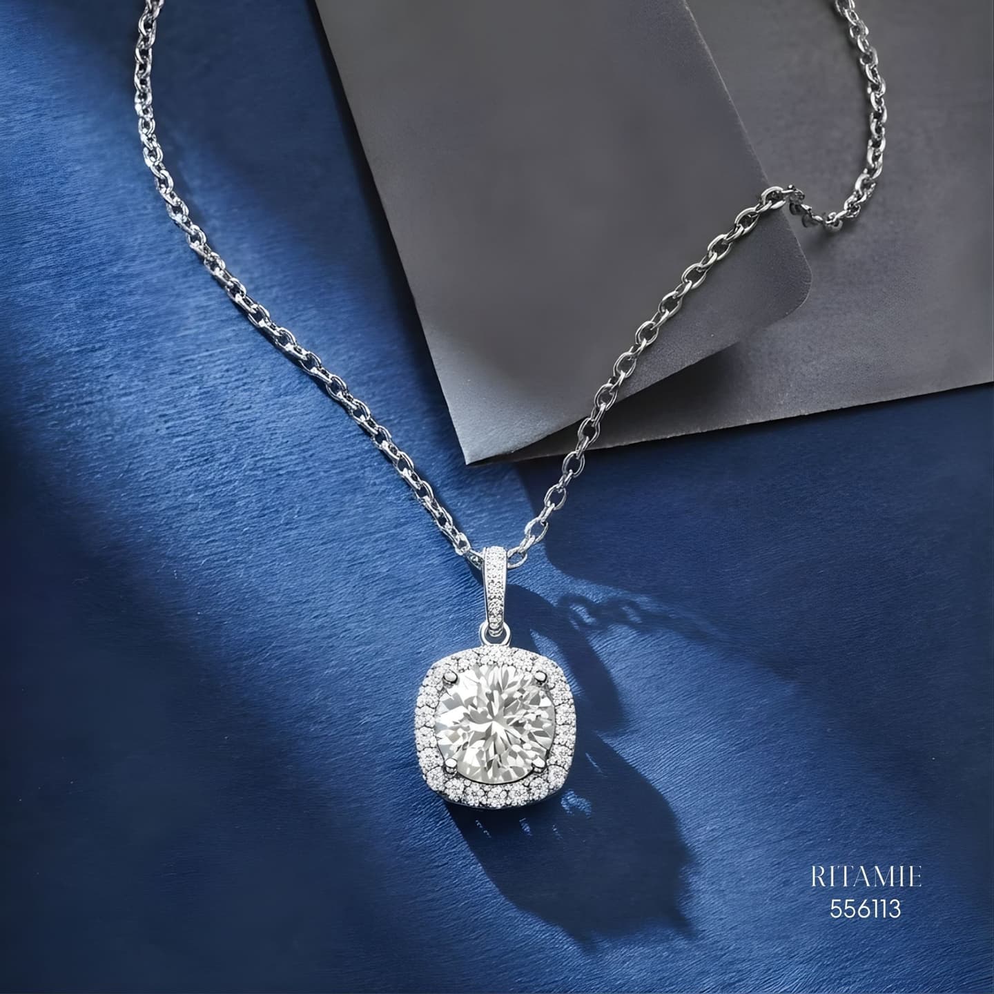 The Royal Cushion Silver Moissanite Necklace 556113