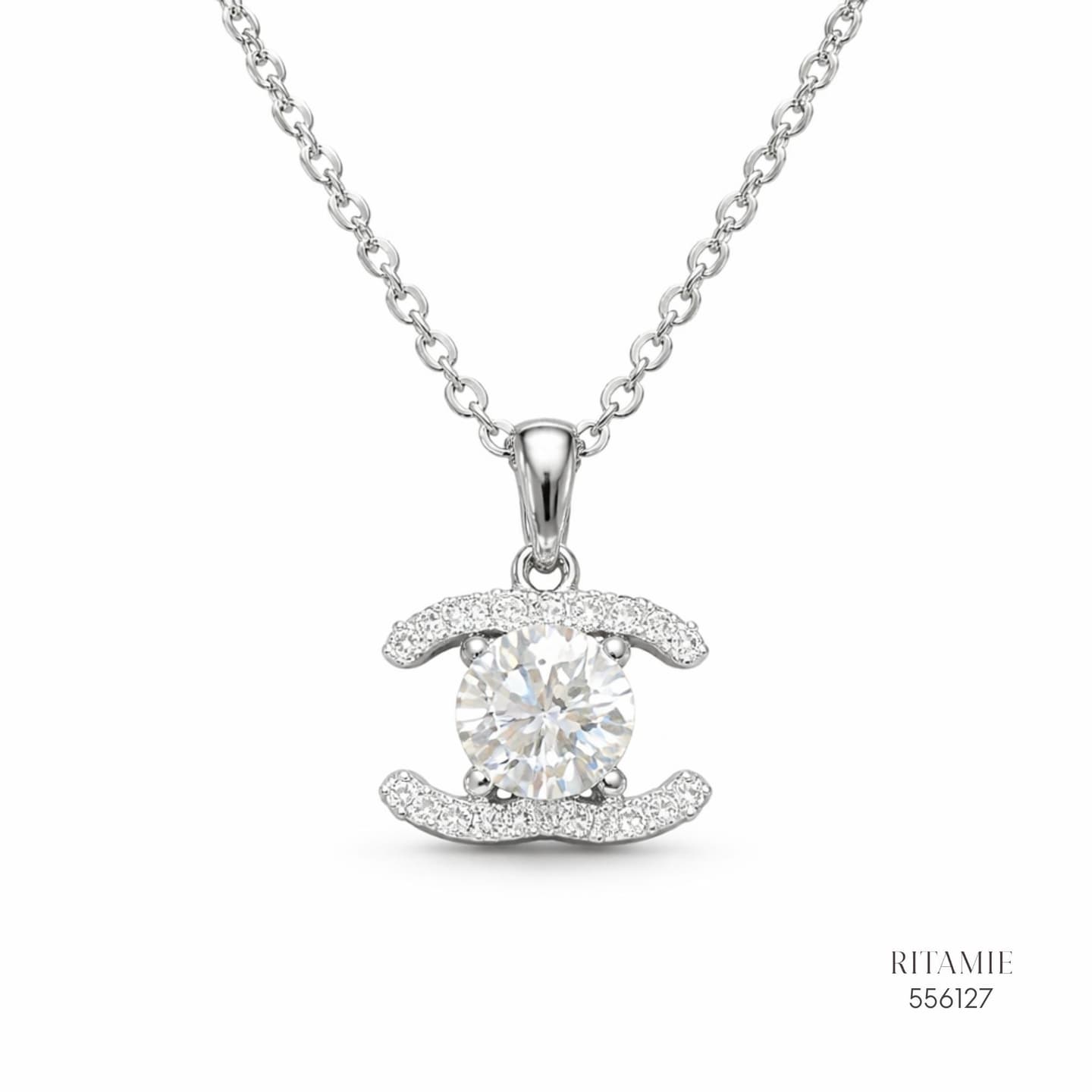 The Iconic Chic Silver Moissanite Necklace 556127