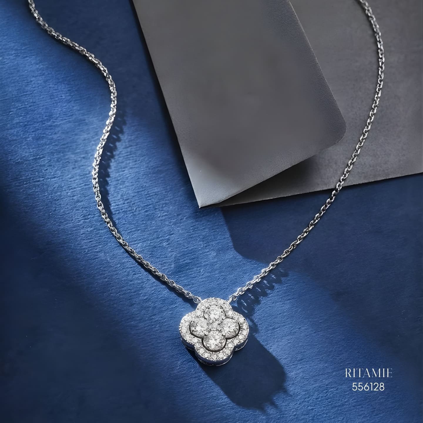 The Petite Clover Silver Moissanite Necklace 556128