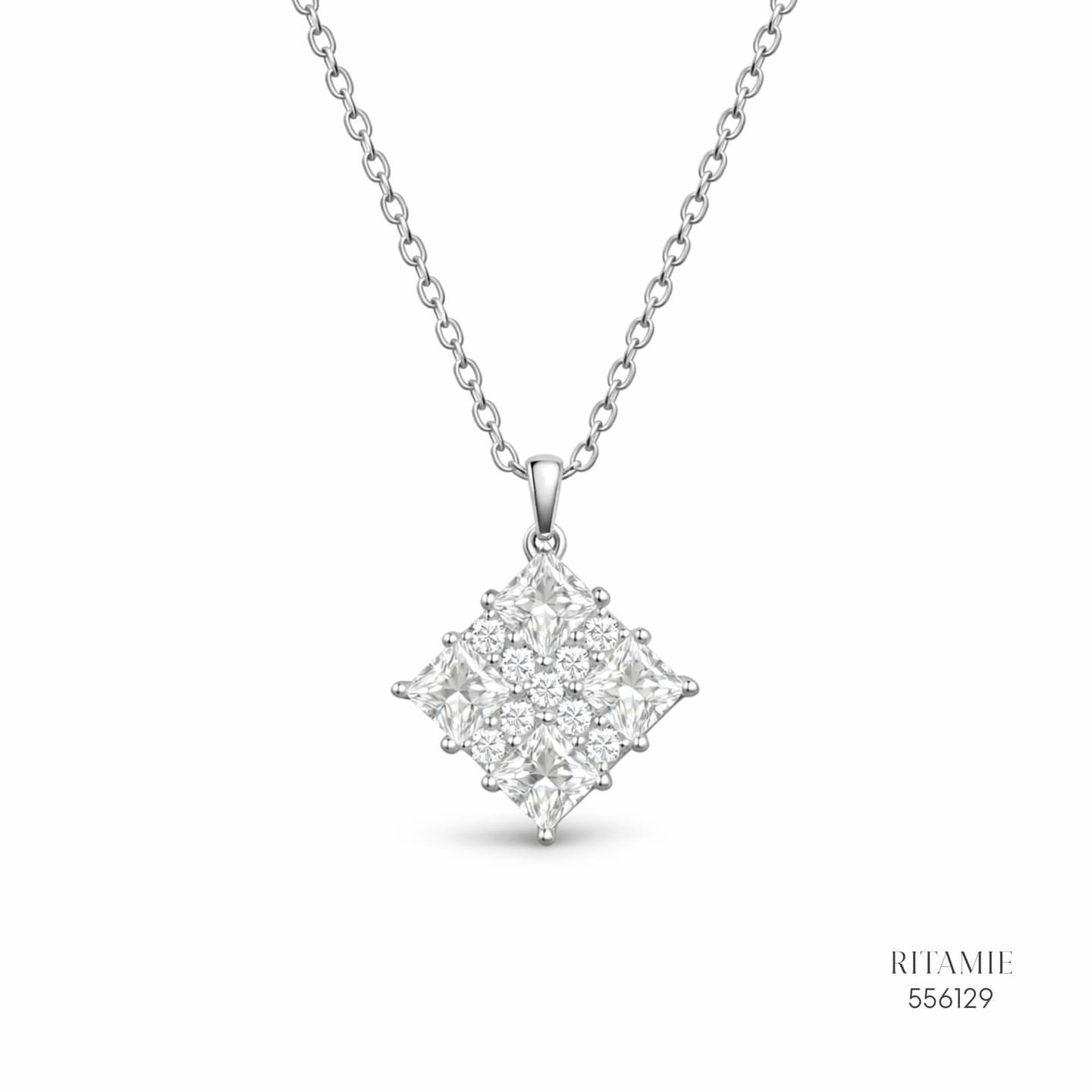 The Stellar Prism Silver Moissanite Necklace 556129