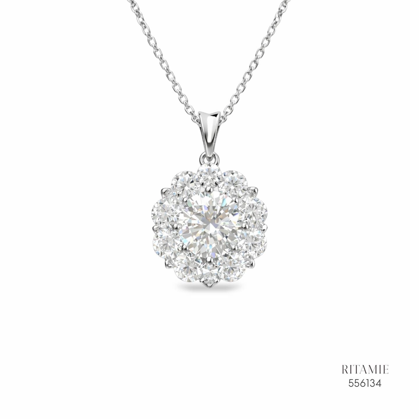 The Floral Radiance Silver Moissanite Necklace 556134