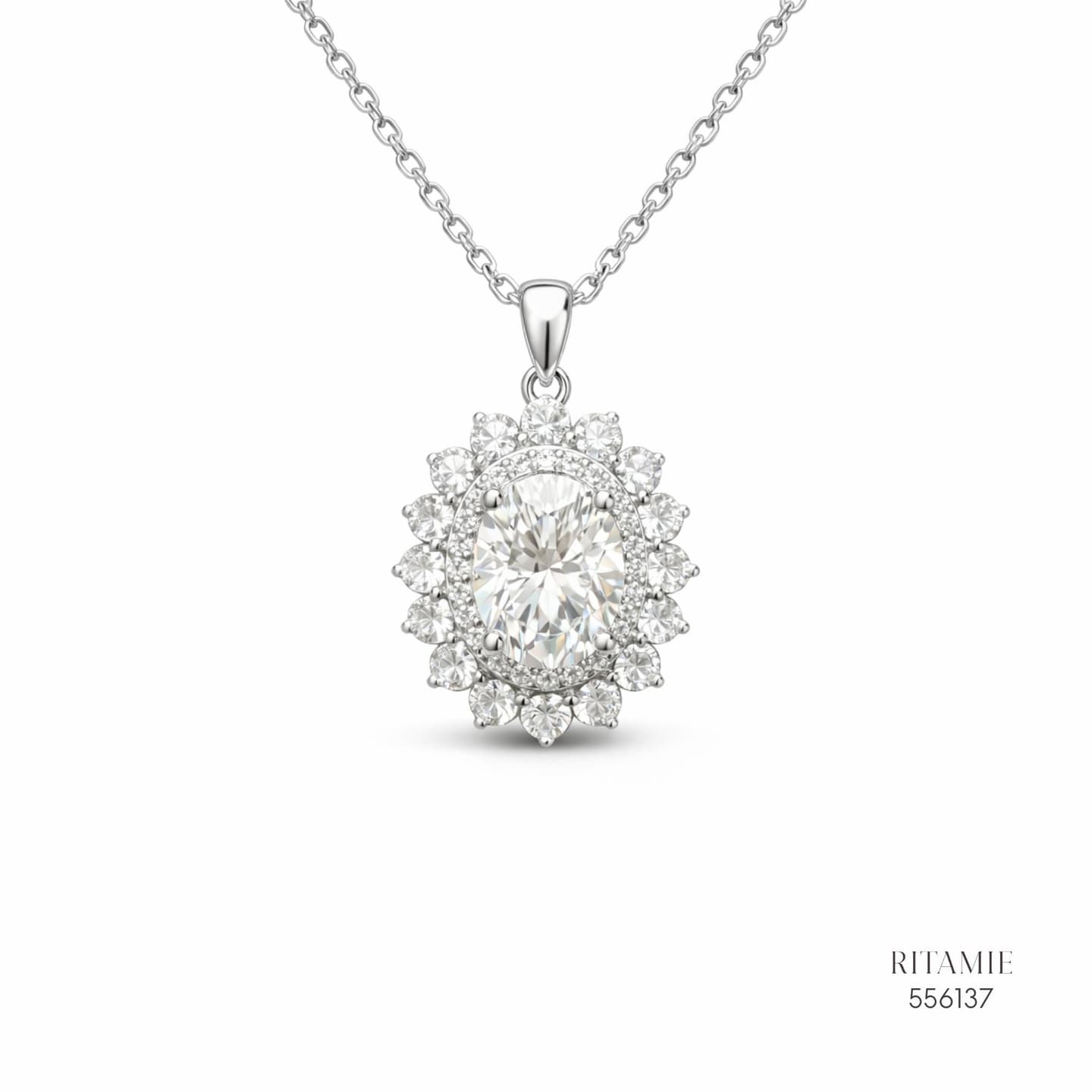 The Majestic Aura Silver Moissanite Pendant 556137