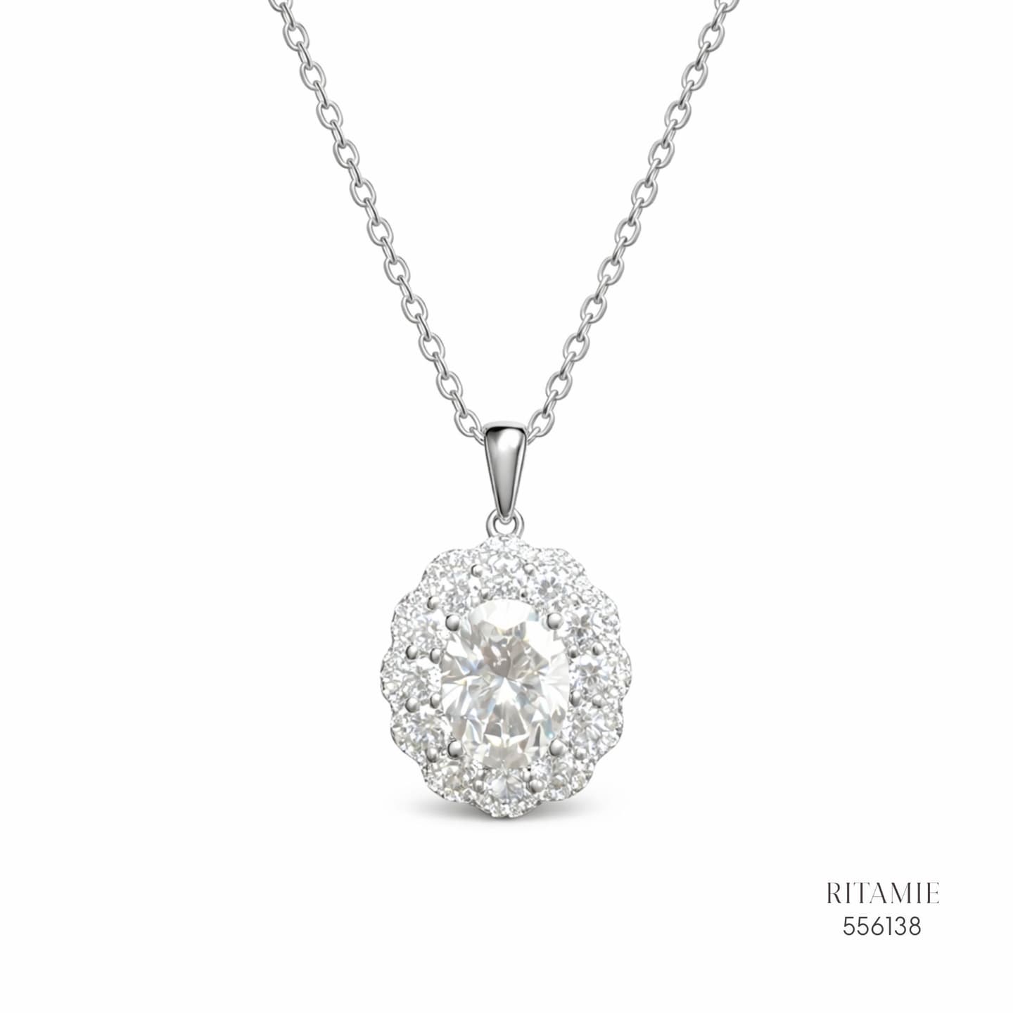 The Luminous Bloom Silver Moissanite Pendant 556138