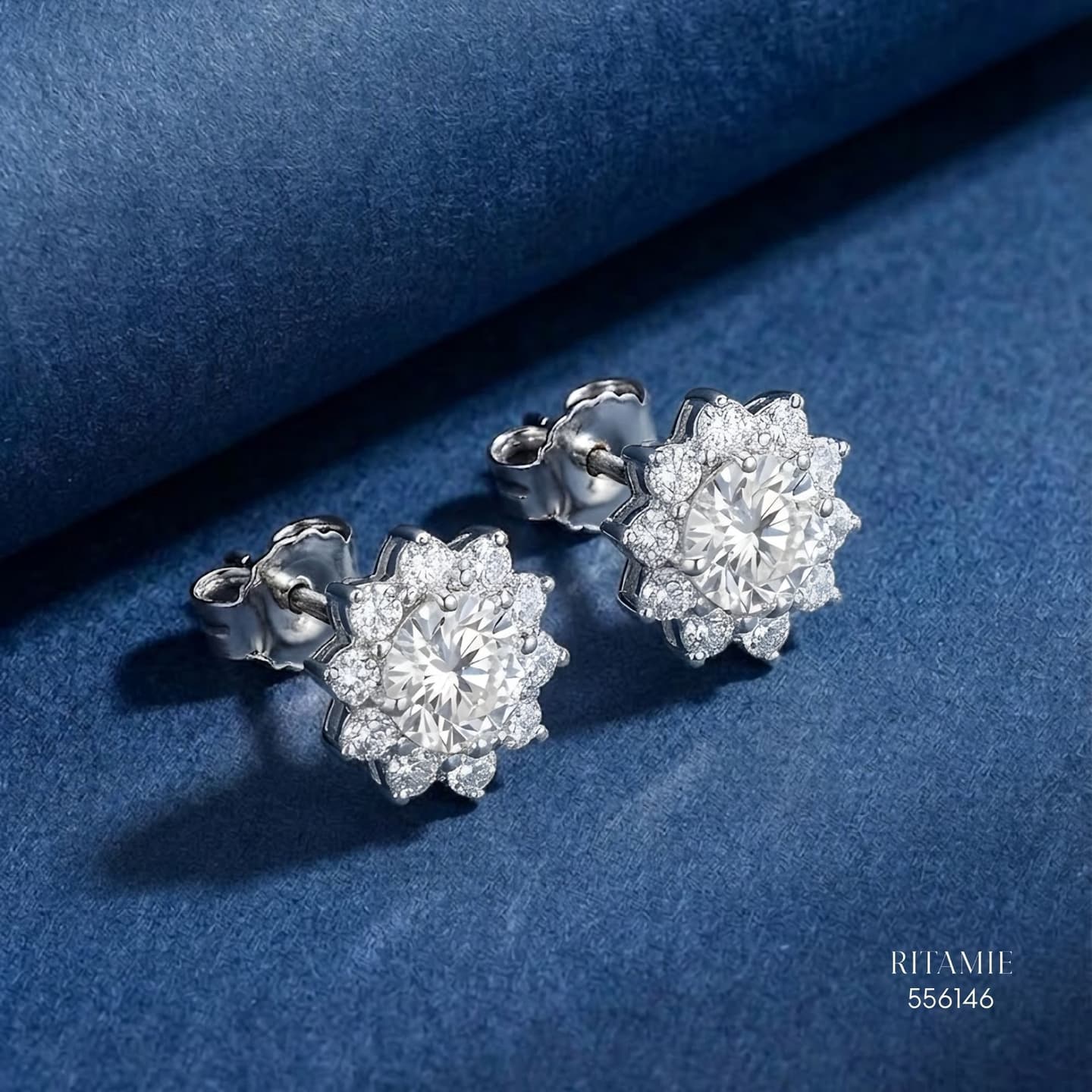 The Stellar Sunflower Silver Moissanite Studs 556146