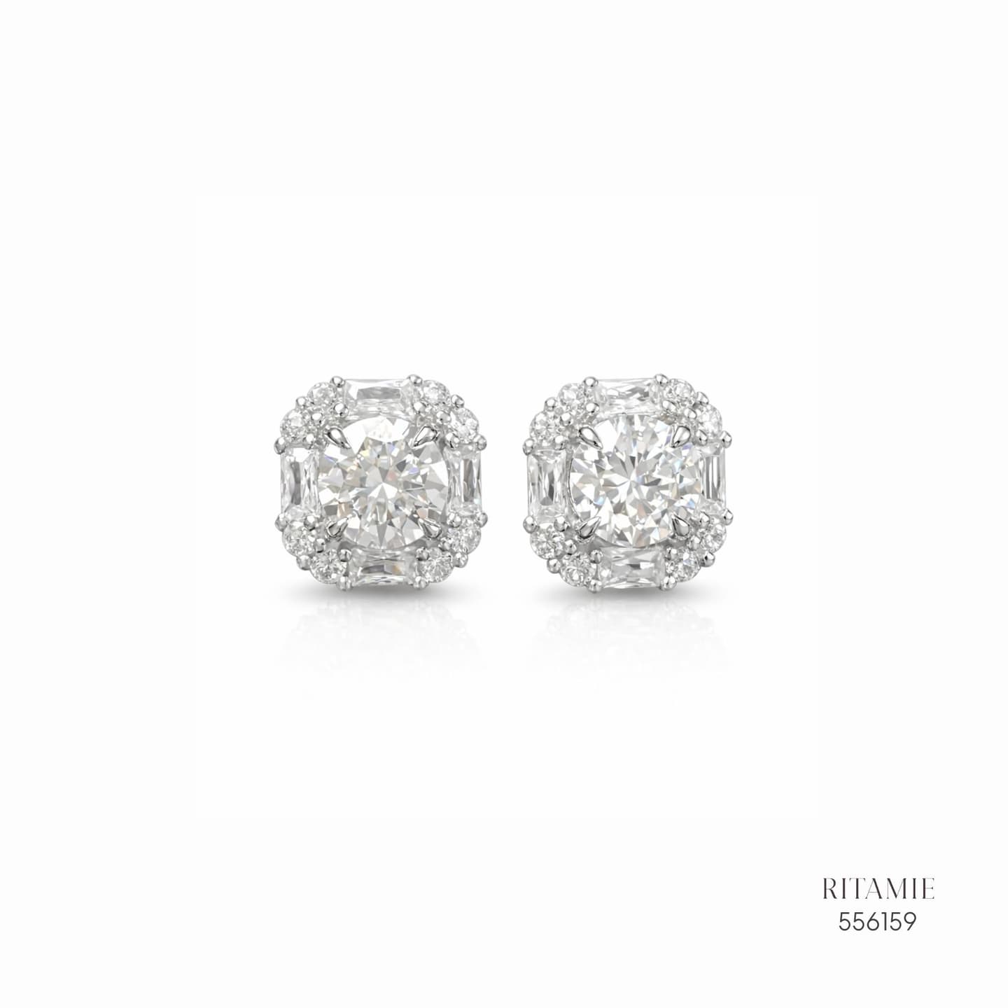The Geometric Radiance Silver Moissanite Studs 556159