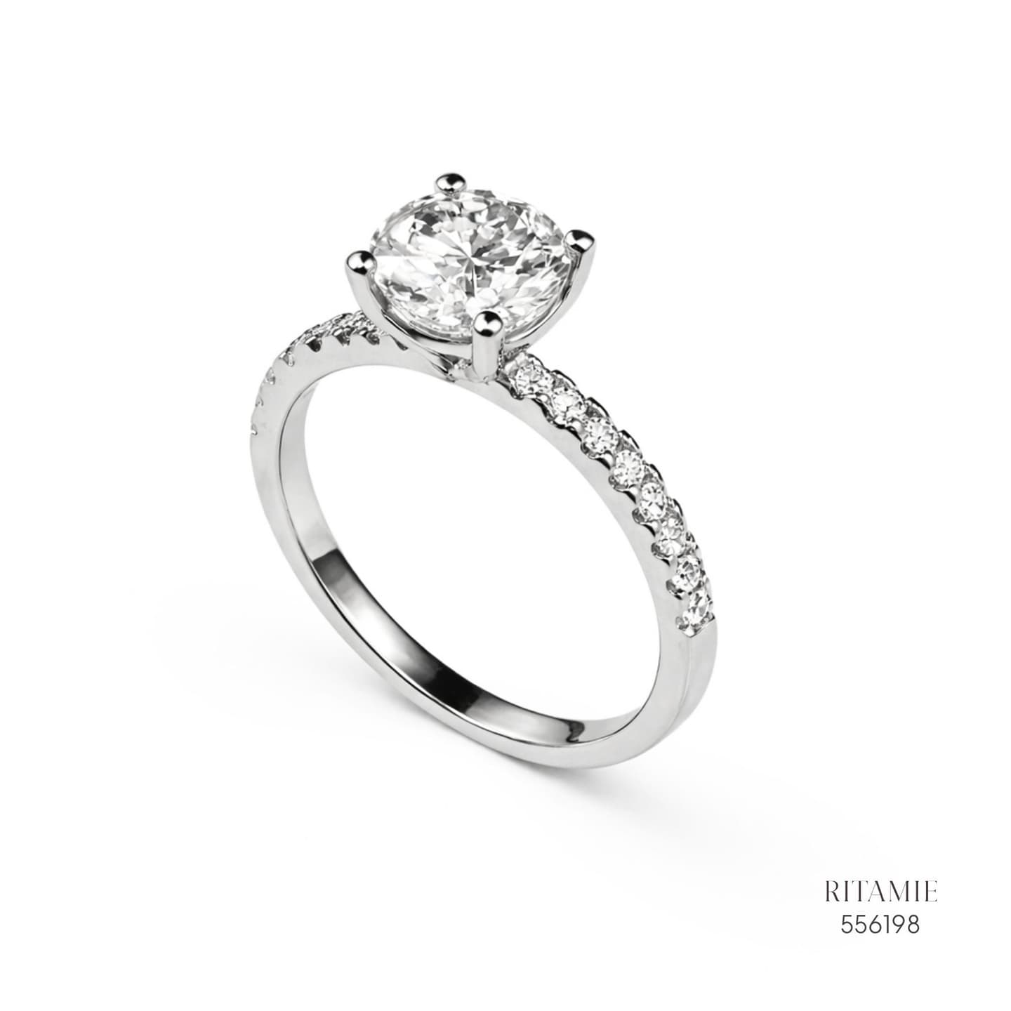 Classic Pav? Solitaire Moissanite Silver Ring 556198