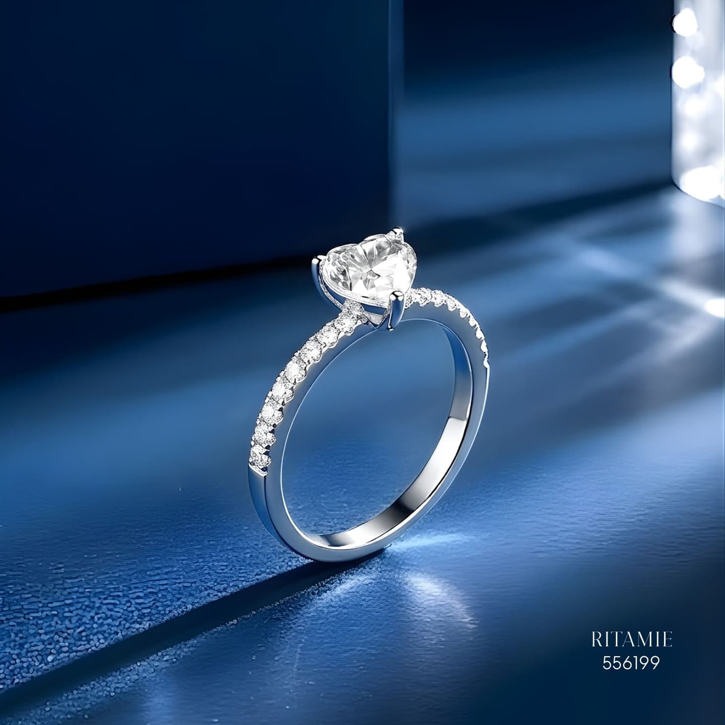 Heart Pav? Moissanite Silver Ring 556199
