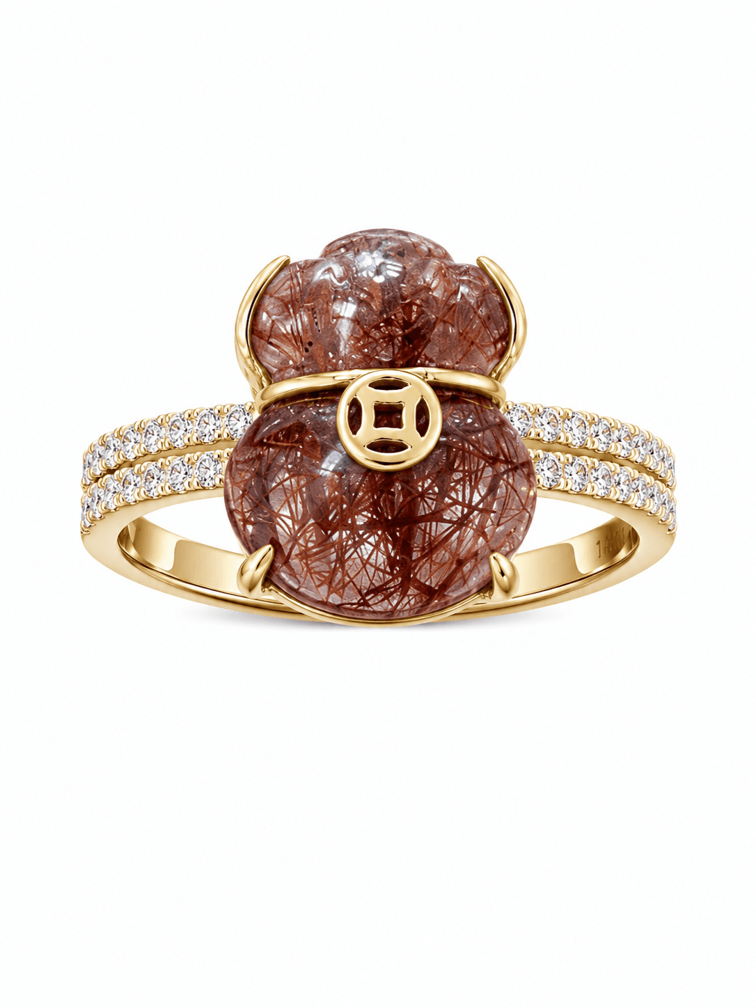 Rutilated Quartz Diamond Wealth Ring 99930008