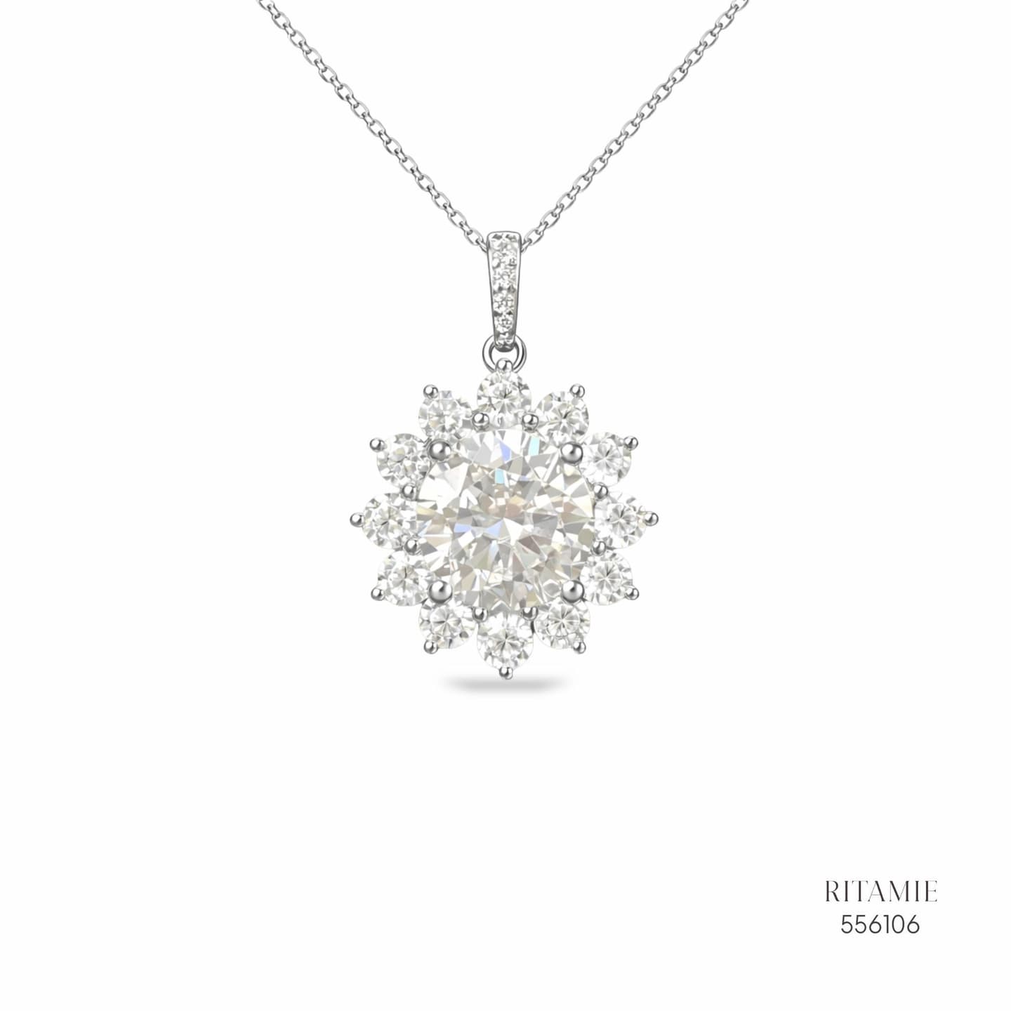 The Stellar Sunflower Silver Moissanite Necklace 556106