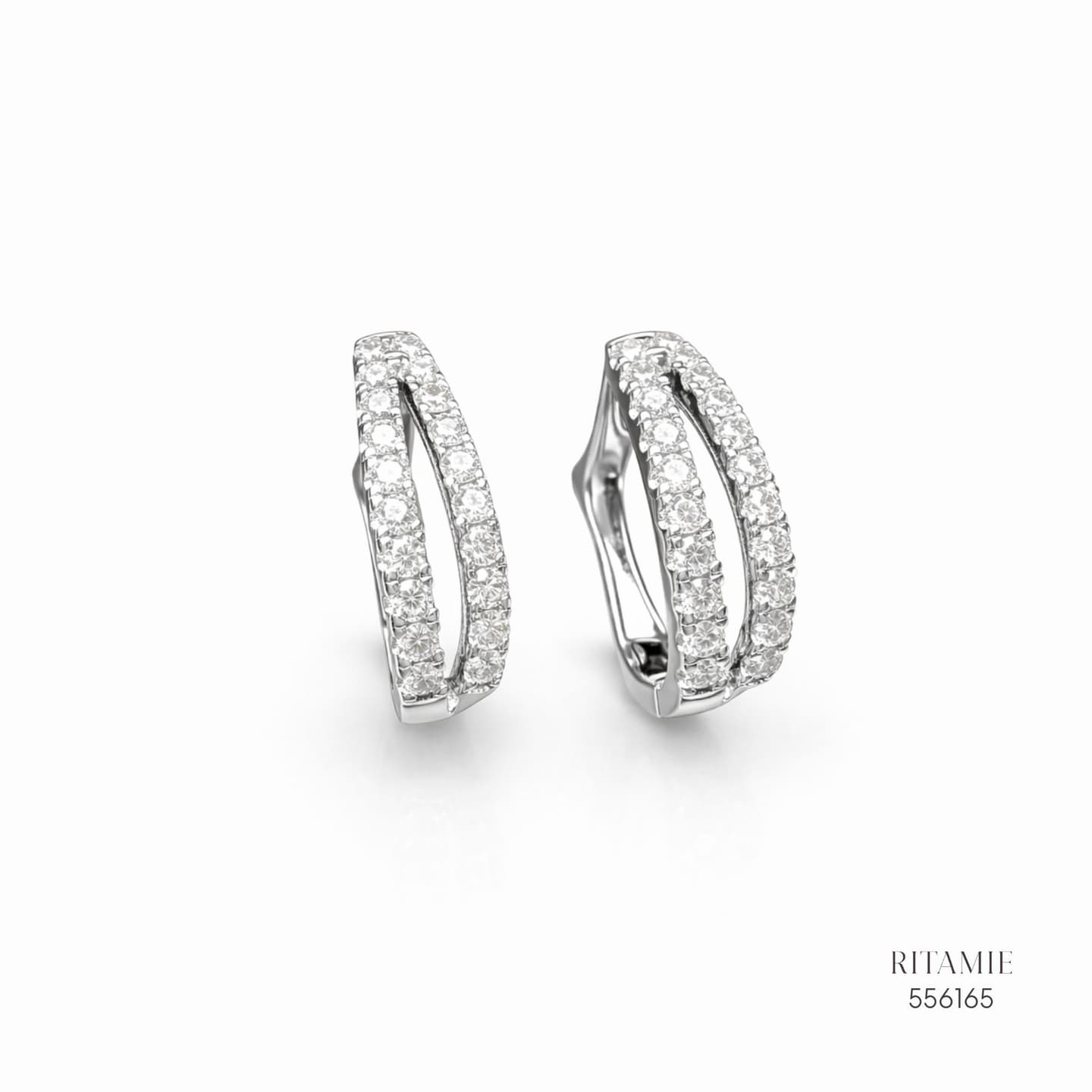 The Stellar Parallel Silver Moissanite Hoops 556165