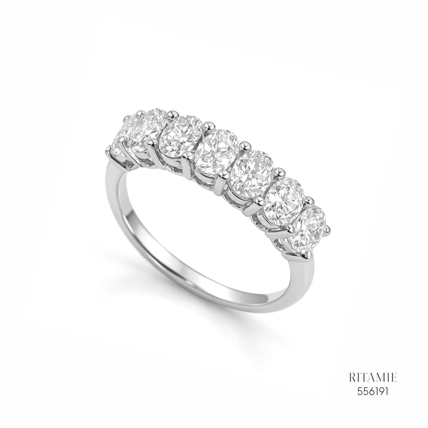Oval Seven-Stone Moissanite Silver Ring 556191