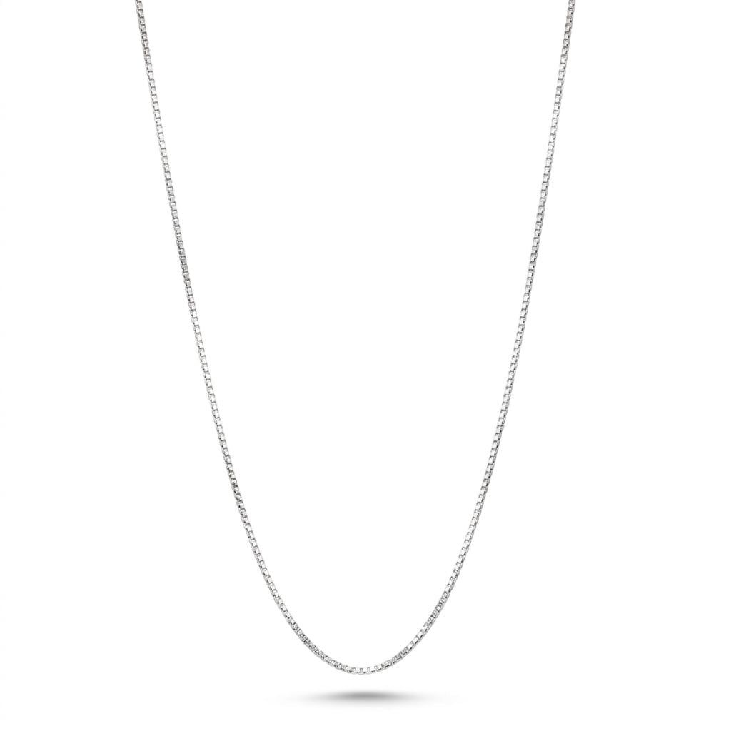 18K White Gold Box Chain Necklace