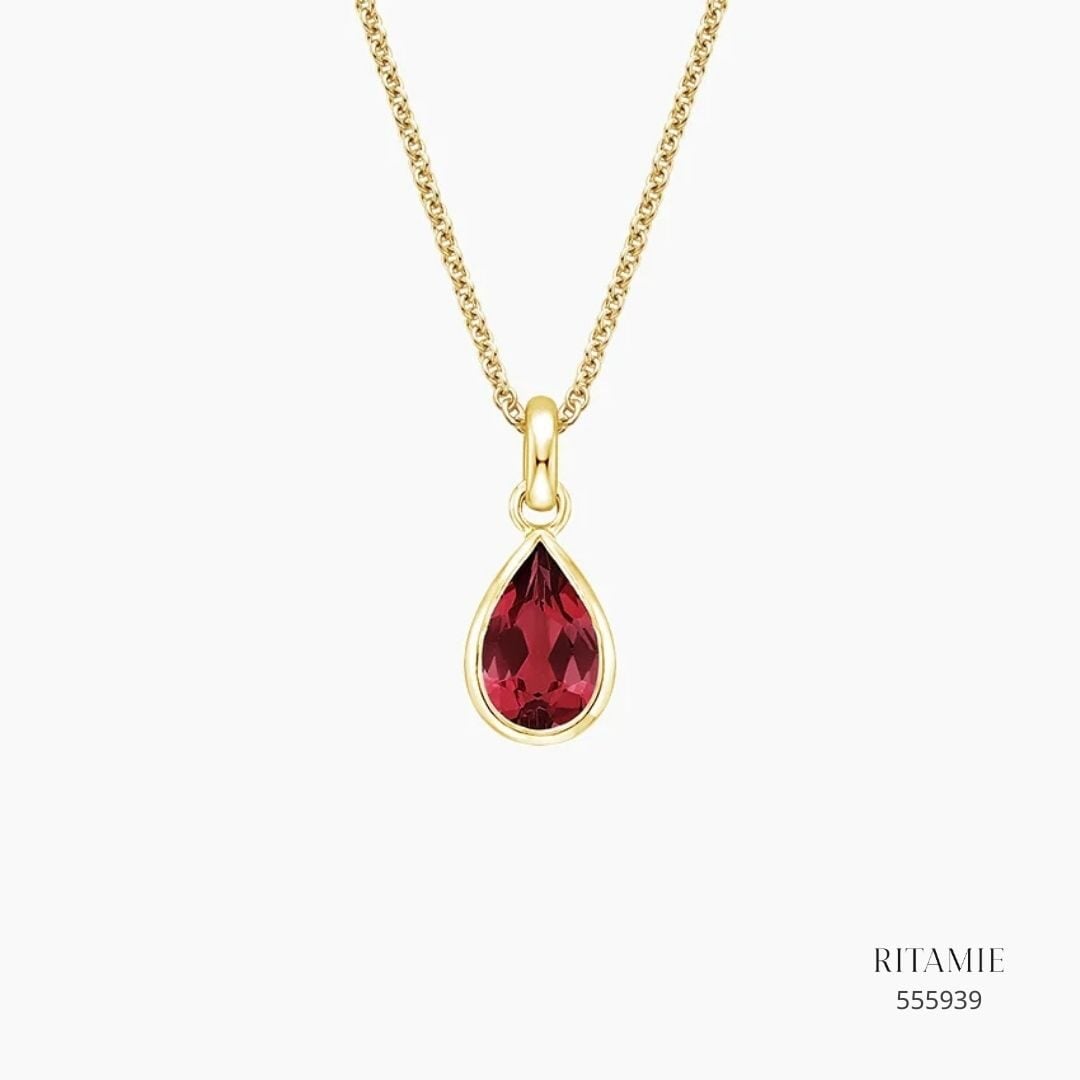 Teardrop Lab Ruby Pendant in 14K Yellow Gold 555939