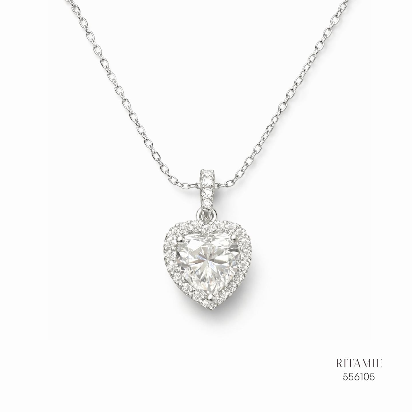 The Luminous Heart Silver Moissanite Necklace 556105