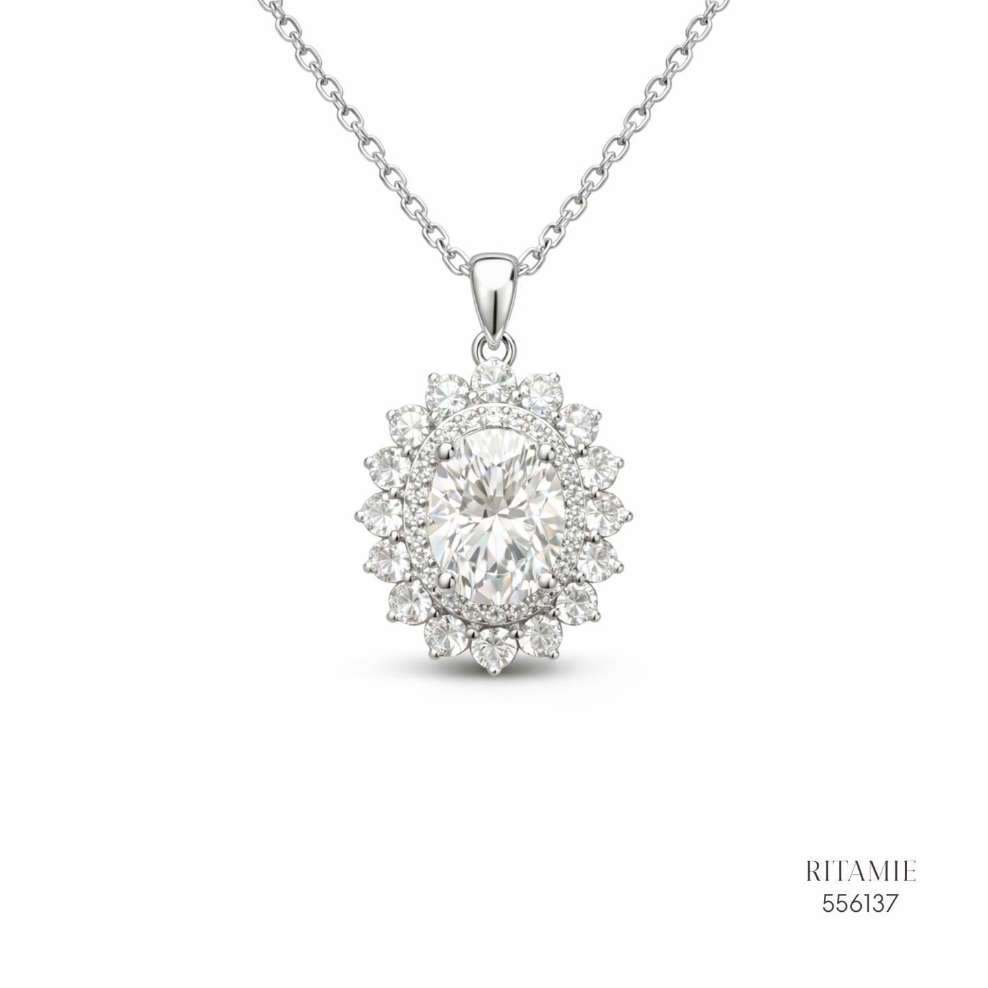 The Majestic Aura Silver Moissanite Pendant 556137