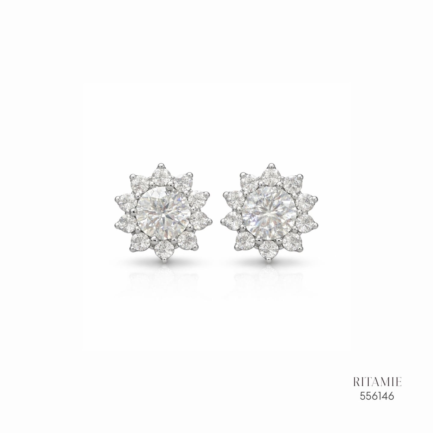 The Stellar Sunflower Silver Moissanite Studs 556146