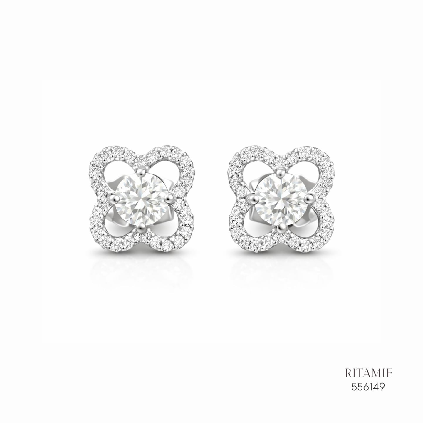 The Floral Majesty Silver Moissanite Studs 556149