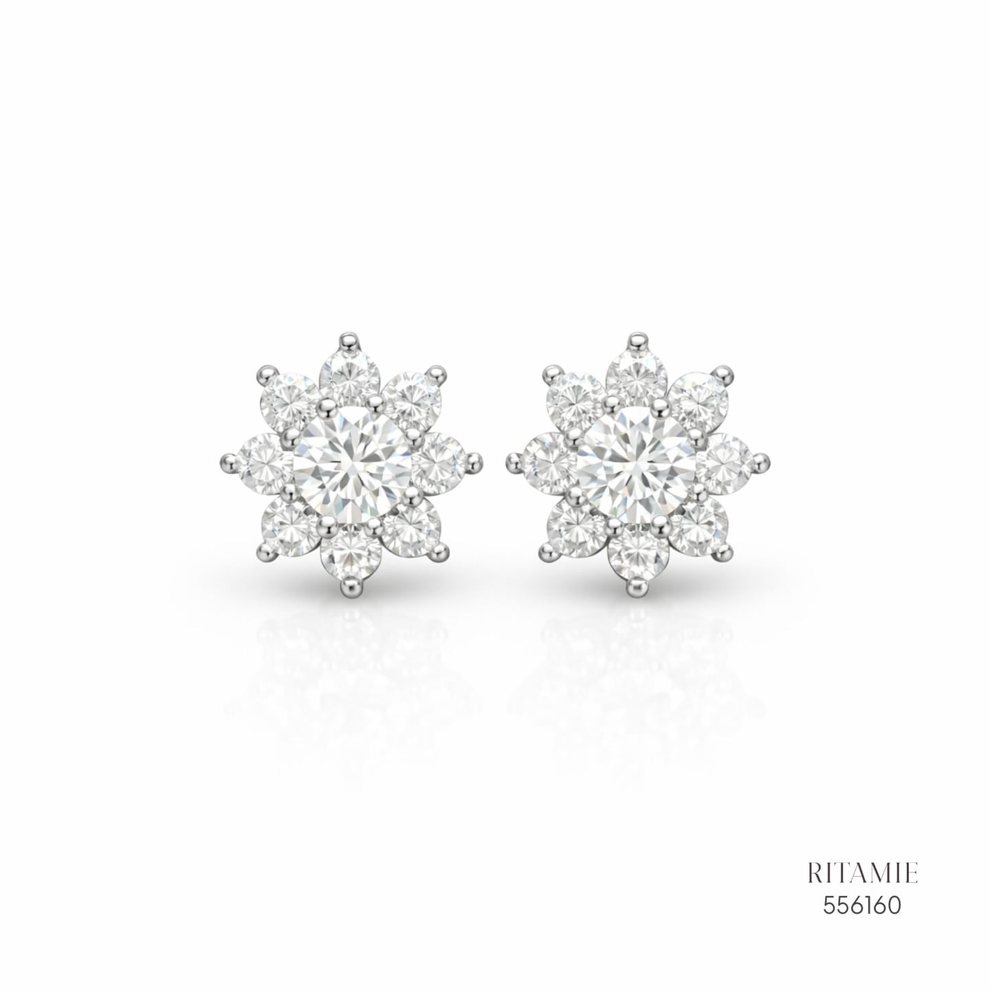 The Luminous Snowflake Silver Moissanite Studs 556160
