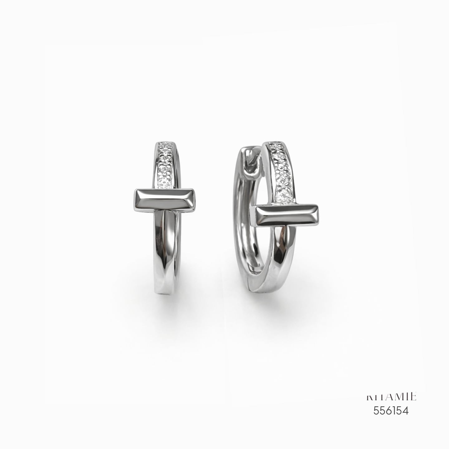 The T-Smile Radiant Silver Moissanite Hoops 556154