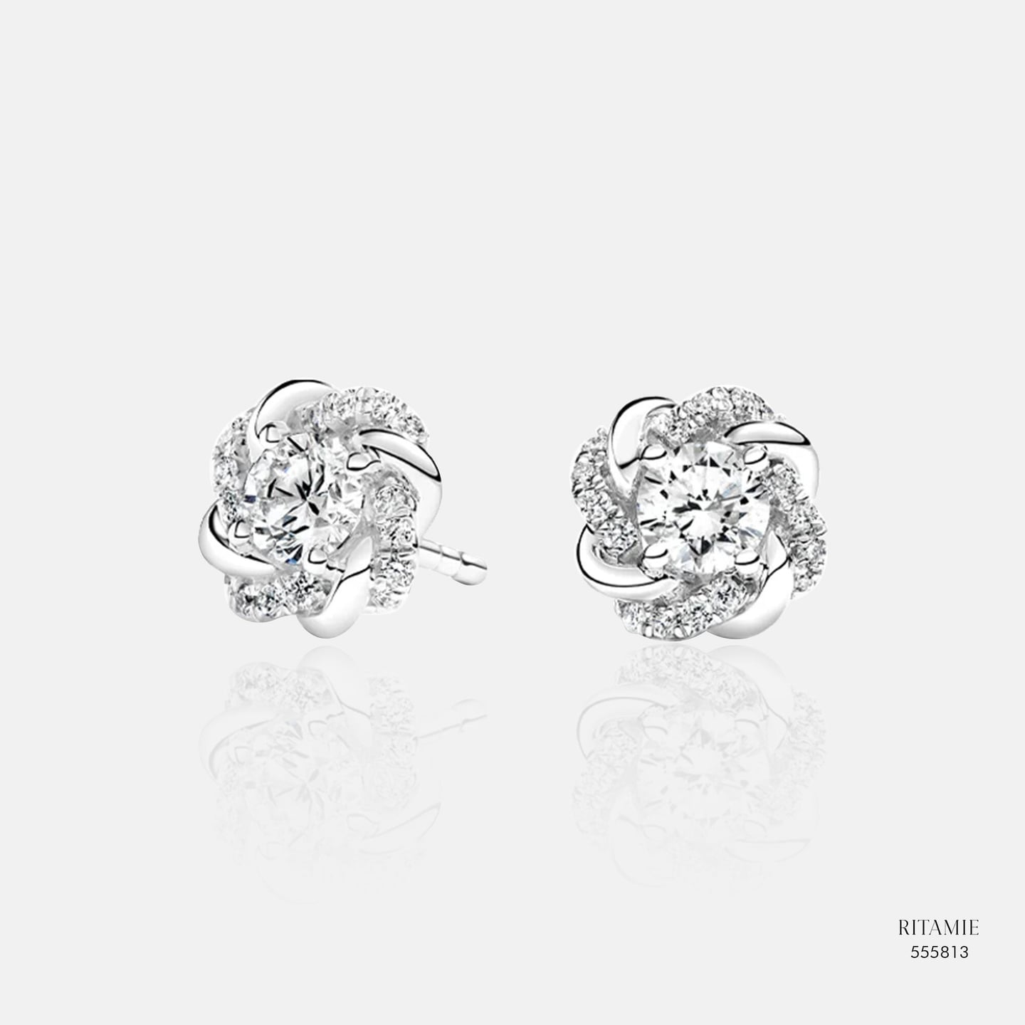 Floral Halo Lab-Grown Diamond Studs 555813