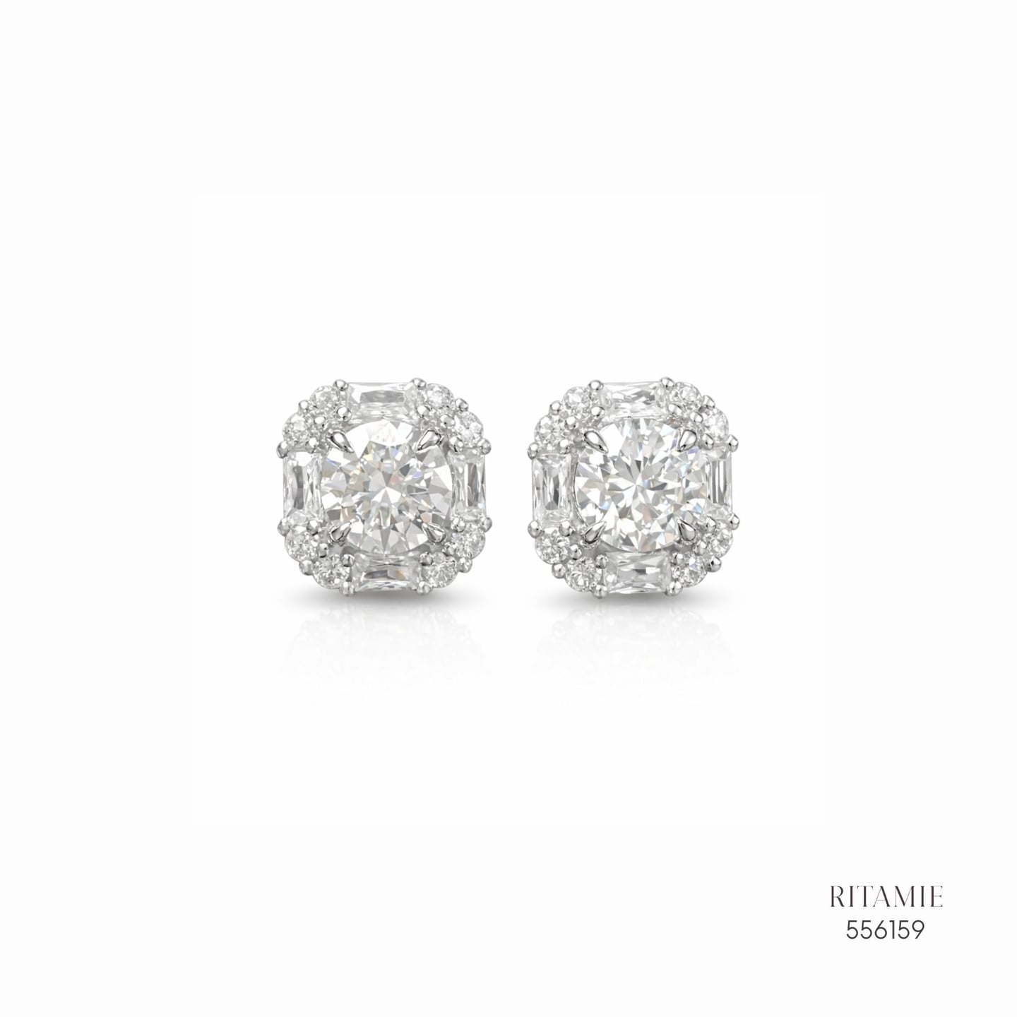 The Geometric Radiance Silver Moissanite Studs 556159