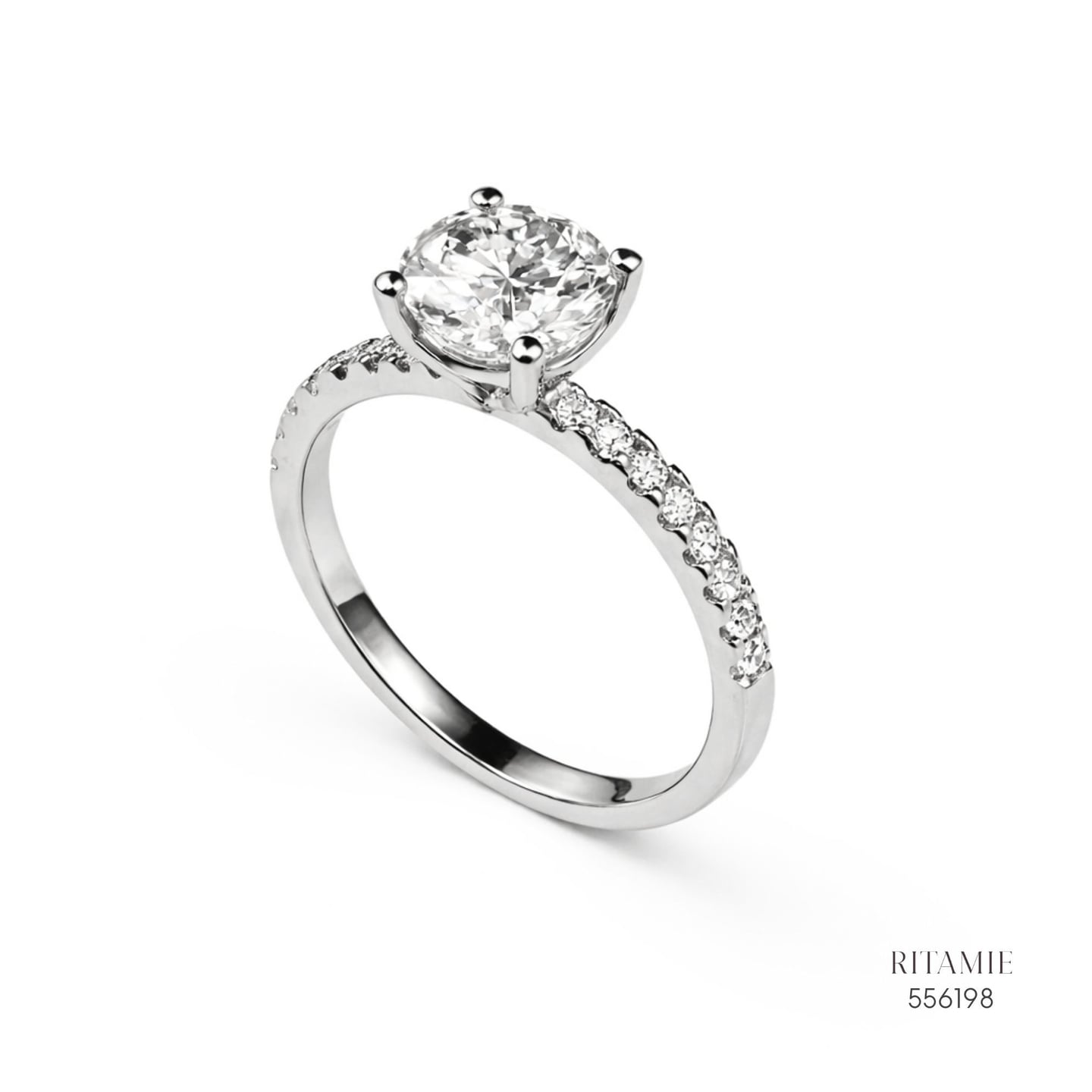 Classic Pav? Solitaire Moissanite Silver Ring 556198