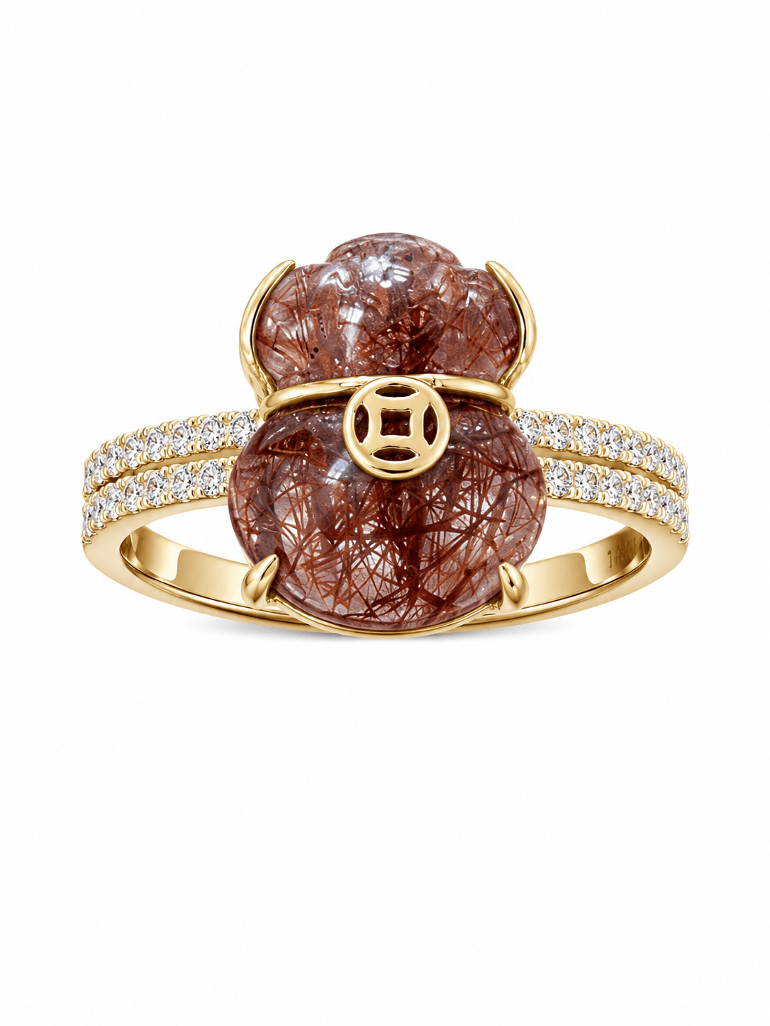 Rutilated Quartz Diamond Wealth Ring 99930008