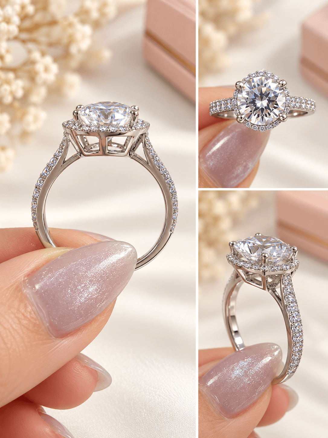 Round Brilliant Cut Lab Grown Diamond Halo Ring HC990010086