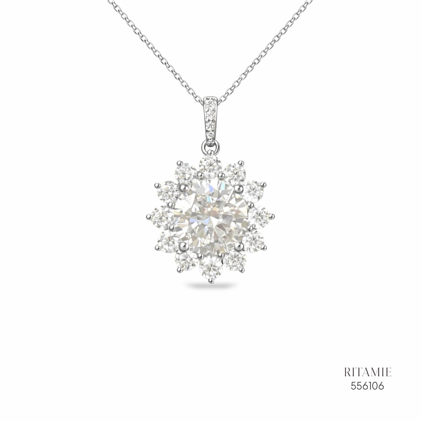 The Stellar Sunflower Silver Moissanite Necklace 556106
