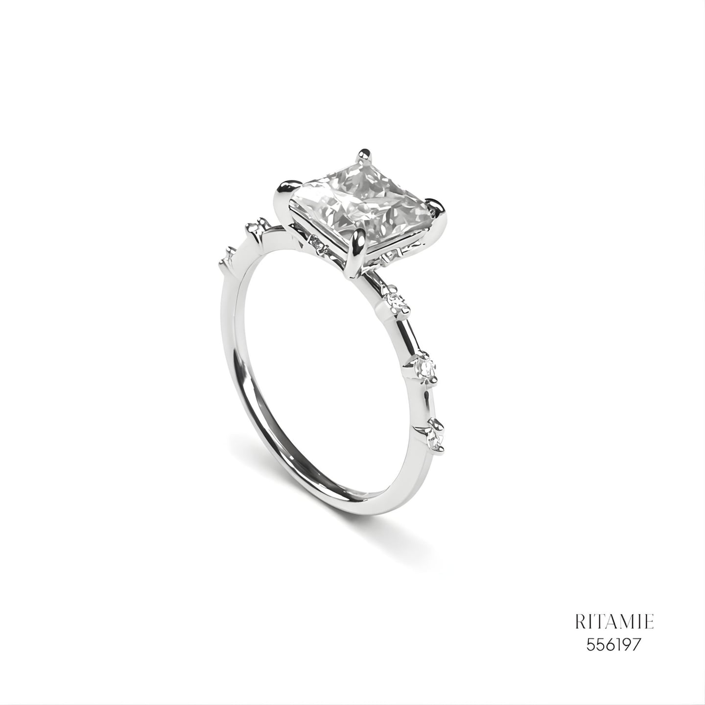 Princess Bubble Moissanite Silver Ring 556197